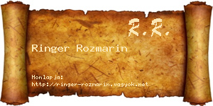 Ringer Rozmarin névjegykártya